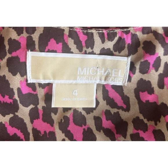 Michael Kors Dress Womens 100% Silk Sz 4 Cheetah Print Pockets Sleeveless Shift - Picture 8 of 9